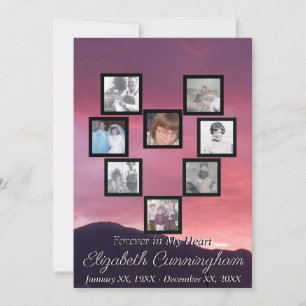 Pink Sunset Photo Collage Heart Memorial Invitation