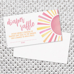 Pink Sunshine Baby Shower Diaper Raffle Enclosure Card
