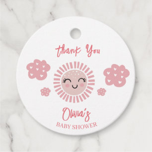 Pink Sunshine Girl Baby Shower  Favour Tags