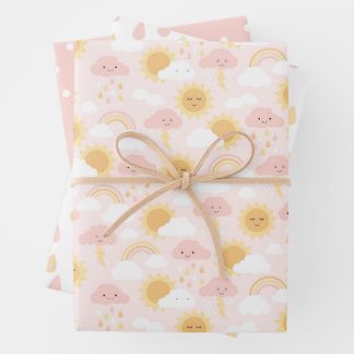Pink Sunshine Party Wrap Wrapping Paper Sheet