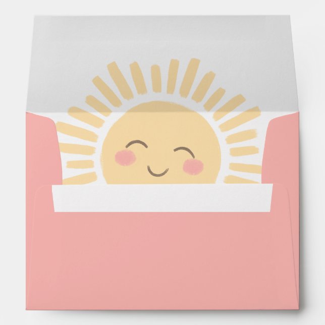 Pink Sunshine Sun Birthday Party Envelope (Back (Bottom))