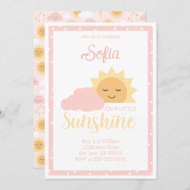 Pink Sunshine Theme Invitation (Front/Back)