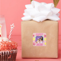 Pink Super Mum Photo Colourful Hearts | Mothers Da