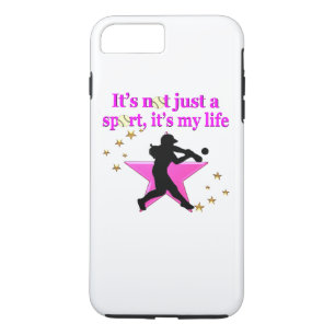 PINK SUPER STAR SOFTBALL IS MY LIFE DESIGN iPhone 8 PLUS/7 PLUS CASE