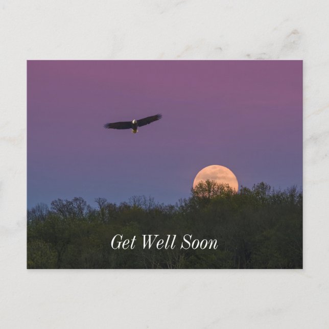 Pink Supermoon Eagle Get Well Soon Postcard (Front)
