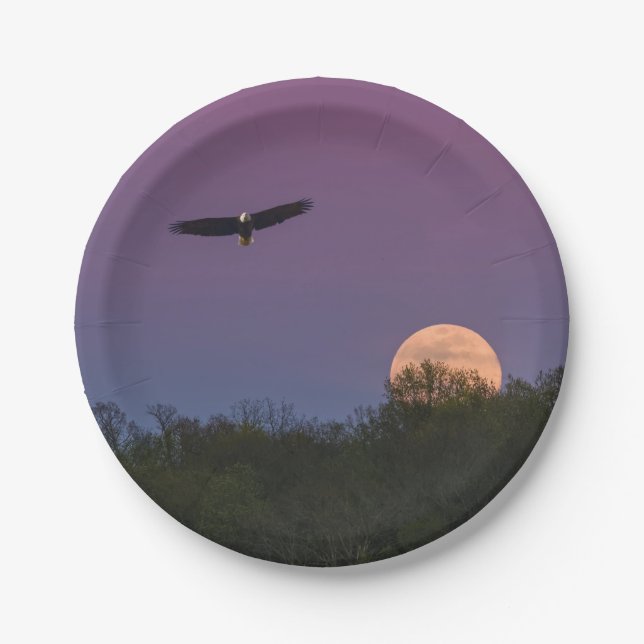 Pink Supermoon Eagle Paper Plate (Front)