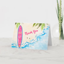 Pink Surf Plam Tree Beach Baby Shower