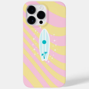 Pink Surfboard, Beach Art, Tropical Vibes, Preppy Case-Mate iPhone 14 Pro Max Case
