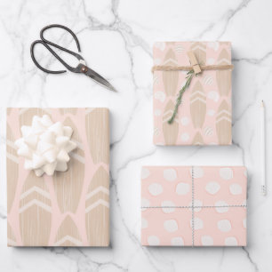 Pink Surfboard Beach  Wrapping Paper Sheet