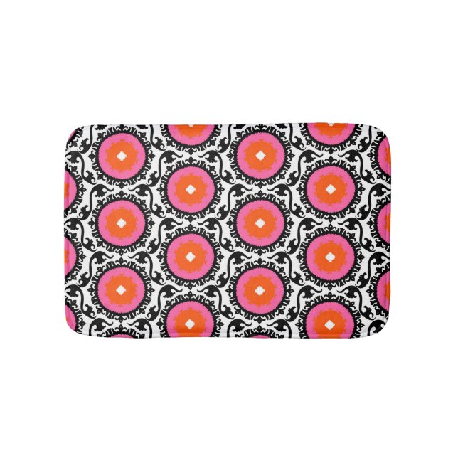 Pink Suzani Pattern Bath Mat (Front)