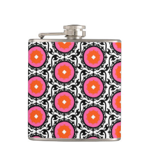 Pink Suzani Pattern Hip Flask