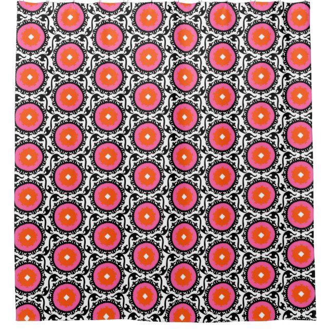 Pink Suzani Pattern Shower Curtain (Front)