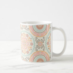 Pink Suzani Uzbek Kazakh Motifs Pattern Coffee Mug