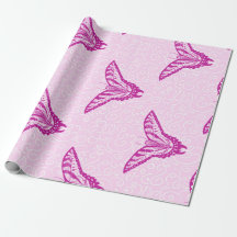 Pink swallowtail butterfly wrapping paper.