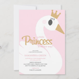Pink Swan Baby Shower Invitation