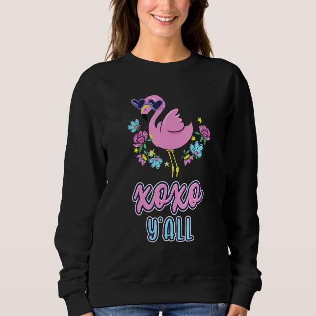 Pink Swan XOXO Yall Hugs And Kisses Swan Kiss Sweatshirt (Front)