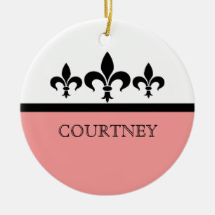 Pink Swanky Fleur De Lis Ornament