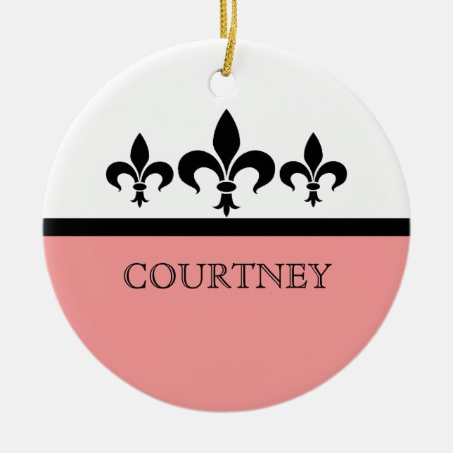 Pink Swanky Fleur De Lis Ornament (Front)