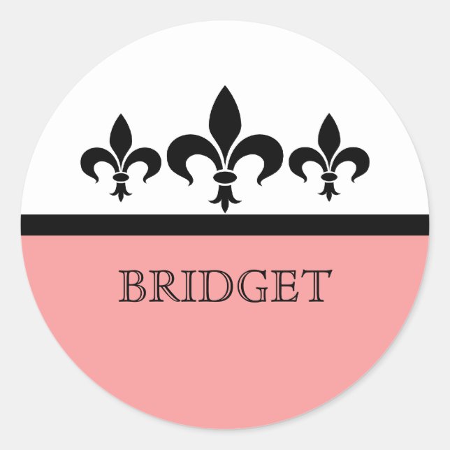 Pink Swanky Fleur De Lis Stickers (Front)
