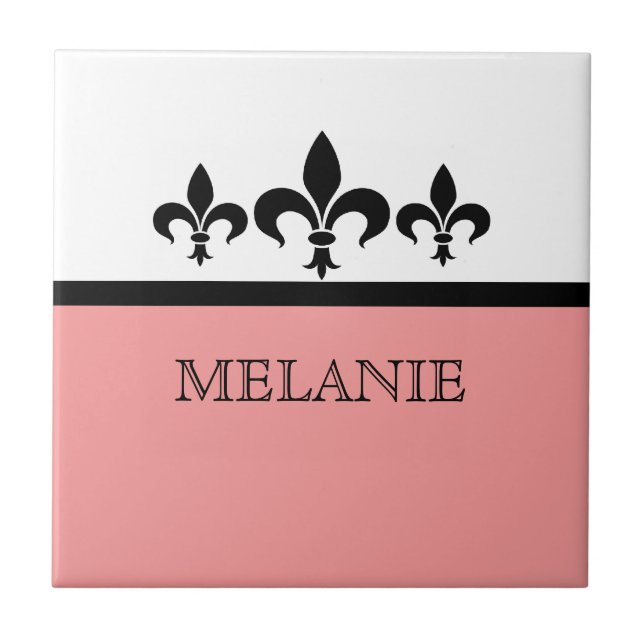 Pink Swanky Fleur De Lis Tile (Front)