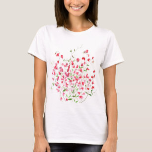 pink sweat peas watercolour T-Shirt
