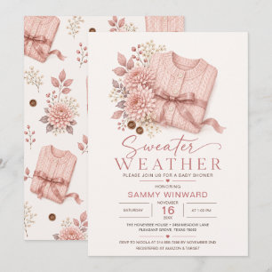 Pink Sweater Weather Baby Shower Invitation