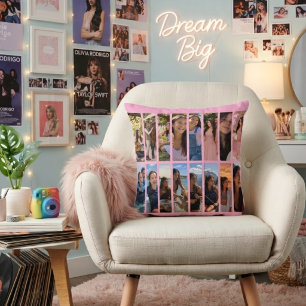 Pink Sweet 16 Custom 16 Photo Collage Cushion