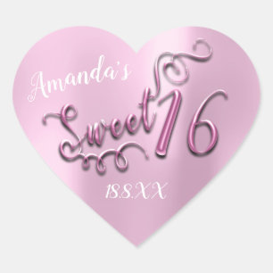 Pink Sweet 16th White Heart Balloons Sparky Sticker