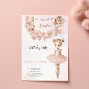 Pink Sweet Ballerina Birthday Invitation