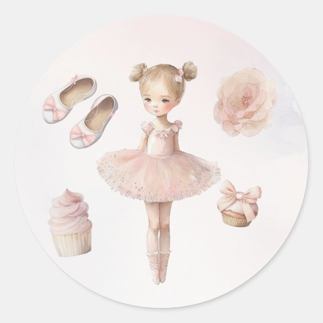 Pink Sweet Ballerina Classic Round Sticker (Front)