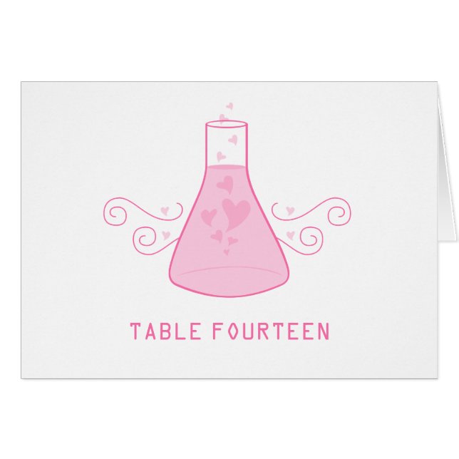 Pink Sweet Chemistry Table Number Card (Front Horizontal)