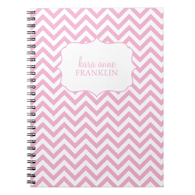Pink Sweet Chevron Personalised Spiral Notebook (Front)