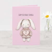 Pink Sweet Cute Bunny Pink Sweater Heart Birthday