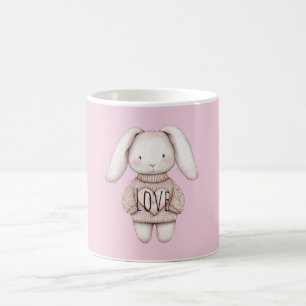Pink Sweet Cute Bunny Pink Sweater Heart Coffee Mug
