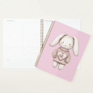 Pink Sweet Cute Bunny Pink Sweater Heart Planner