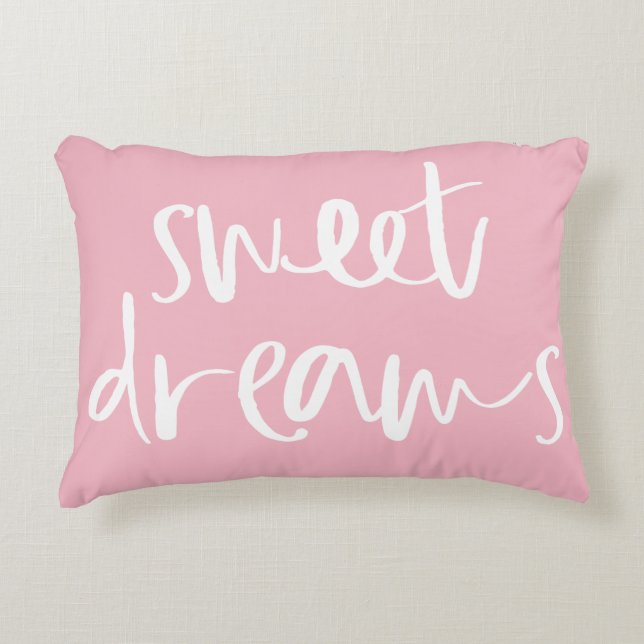 Pink Sweet Dreams Hand Lettering Pillow (Front)