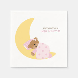 Pink Sweet Dreams Sleeping Teddy Bear Napkin