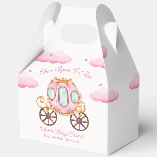 Pink Sweet Fairy Princess Carriage Baby Shower  Favour Box (Back)