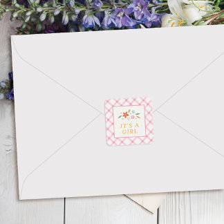 Pink Sweet Floral Baby Girl Envelope Seal Label