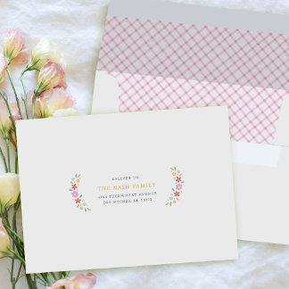 Pink Sweet Floral Birth Announcement Envelope