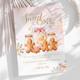 Pink Sweet Gingerbread Christmas Girl Birthday  Thank You Card