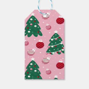 Pink Sweet Greenery Christmas Tree Holiday Gift Tags