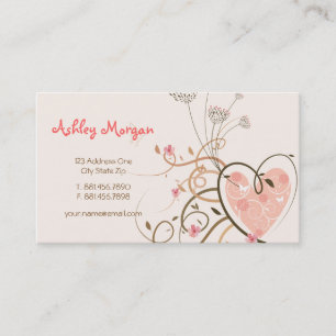 Pink Sweet Heart & Butterfly Swirls Profile Card