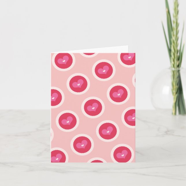 Pink Sweet Hearts & Circle Scallop Valentine's Day Holiday Card (Front)