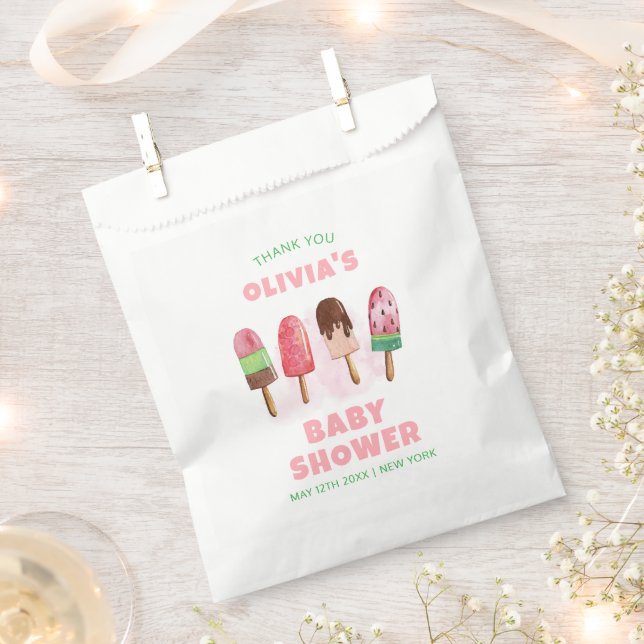 Pink Sweet Ice Cream Popcicle Baby Shower  Favour Bag (Clipped)