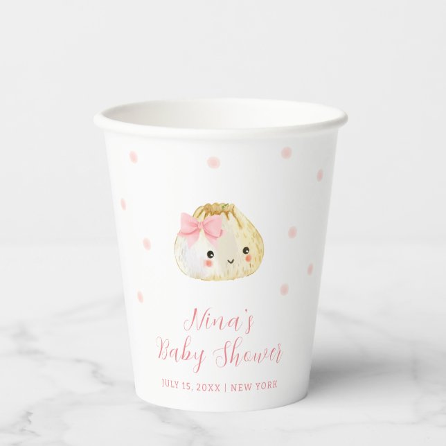 Pink Sweet Little Dumpling Girl Baby Shower  Paper Cups (Front)