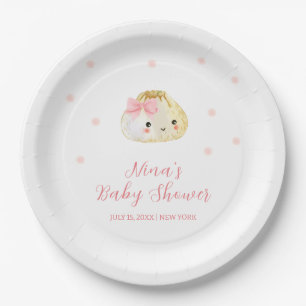 Pink Sweet Little Dumpling Girl Baby Shower  Paper Plate