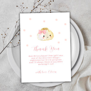 Pink Sweet Little Dumpling Girl Baby Shower  Thank You Card