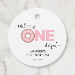 Pink Sweet Little MIss 1st Birthday Favour Tags
