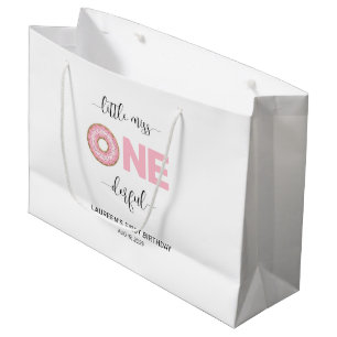 Pink Sweet Little MIss 1st Birthday Large Gift Bag